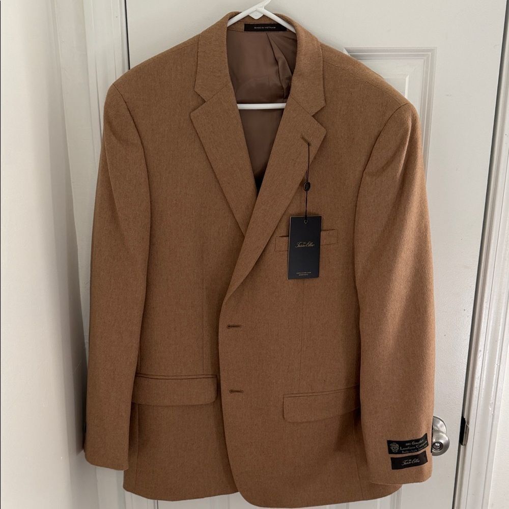 Tasso Elba Brown Men's Blazer 100% Camel Hair Size R44 NWT